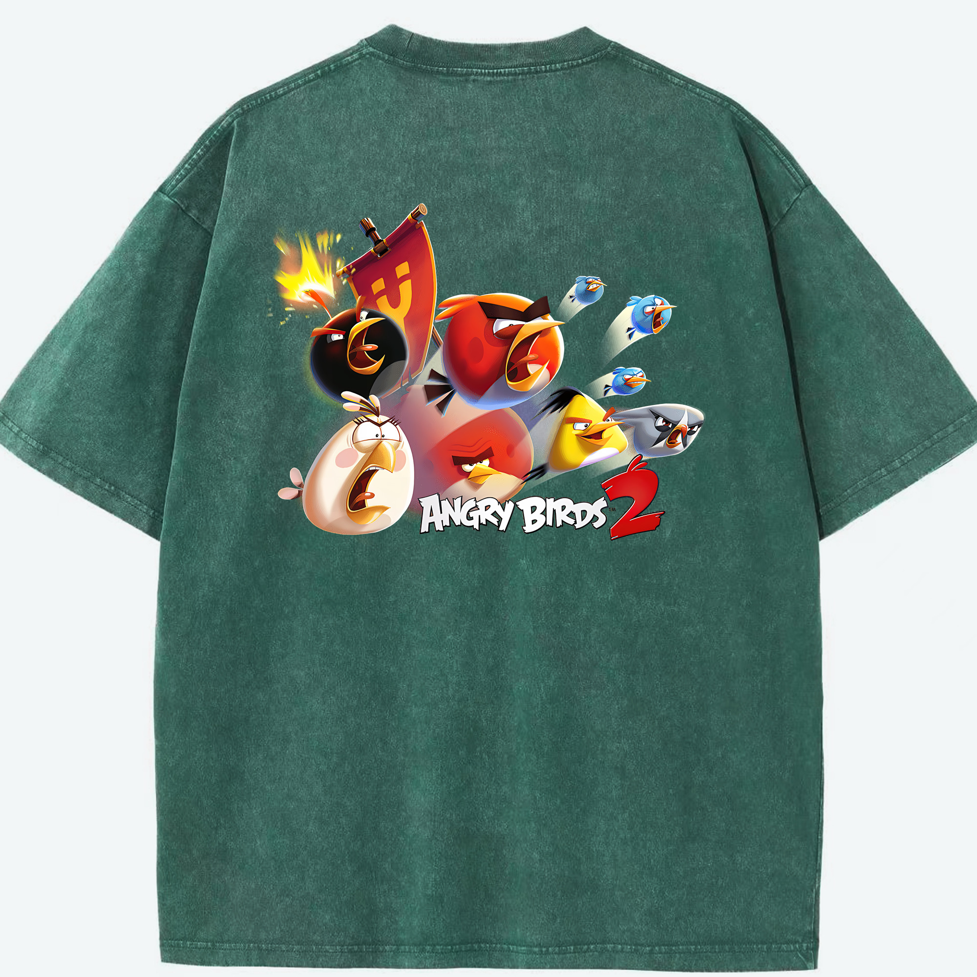 （画像用） Angry Birds アングリーバード 綿100% ヴィンテージ風 半袖Tシャツ（背面プリント）